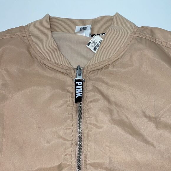 Victoria Secret Pink Jacket women’s girls overside Beige  New - Picture 8 of 9